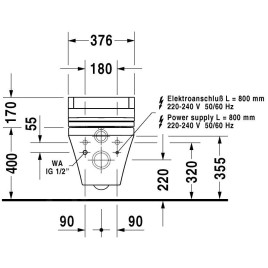 Duravit DuraStyle - WC suspendu pour SensoWash, blanc 2537590000