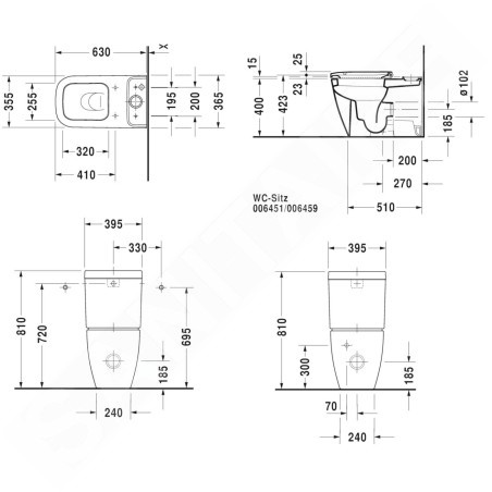 Duravit Happy D.2 - Cuvette de toilette WC combi, blanc 2134090000