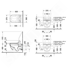 Duravit Happy D.2 - WC suspendu pour SensoWash, RImless, avec WonderGliss, blanc alpin 25505900001