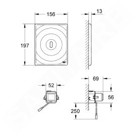 Grohe Tectron Surf - Commande électronique de chasse d'eau, chrome 38699001