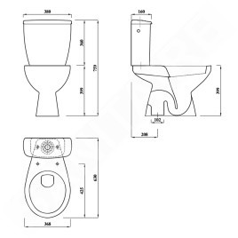 Aqualine Miguel - Combinée WC, évacuation arrière, blanc LC2258