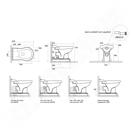 Sapho Kerasan Retro - WC à poser, évacuation par le bas/ par arrière, blanc 101601