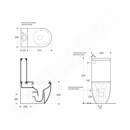 Sapho Kerasan Flo - Combinée WC, évacuation arrière ou basse, blanc 311701
