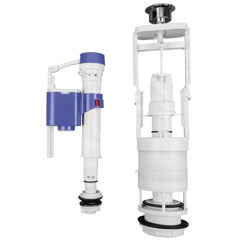 Sapho Accessoires - Kit de rinçage avec double bouton-poussoir, remplissage par le bas, chrome SSUV12
