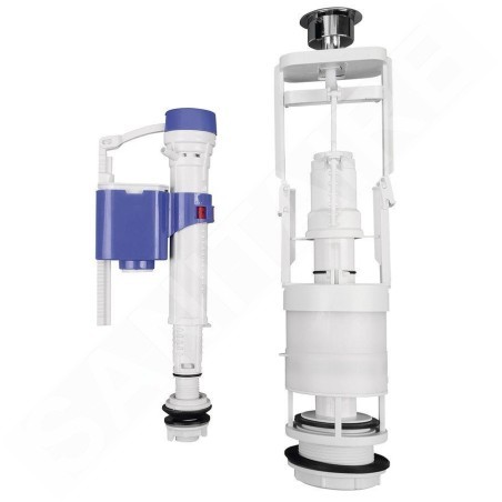 Sapho Accessoires - Kit de rinçage avec double bouton-poussoir, remplissage par le bas, chrome SSUV12