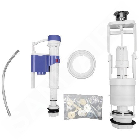 Sapho Accessoires - Kit de rinçage avec double bouton-poussoir, remplissage par le bas, chrome SSUV12