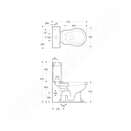 Sapho Kerasan Retro - Réservoir de chasse d´eau à poser, blanc 108101