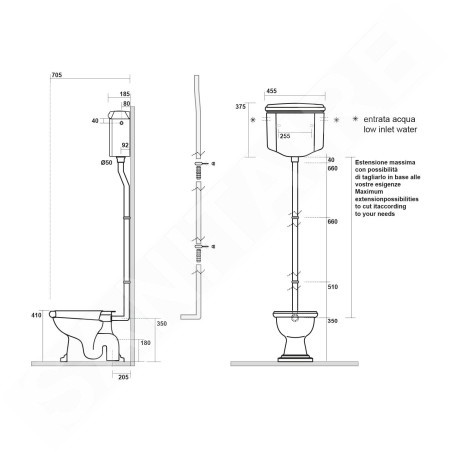Sapho Kerasan Retro - Réservoir de chasse d’eau, blanc 108001