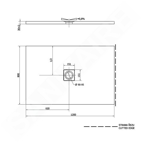 Polysan Flexia - Receveur de douche 1200x800 mm, possibilité de modifier les dimensions, blanc 77922