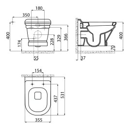 Sapho Antik - WC suspendu Creavit, blanc AN320