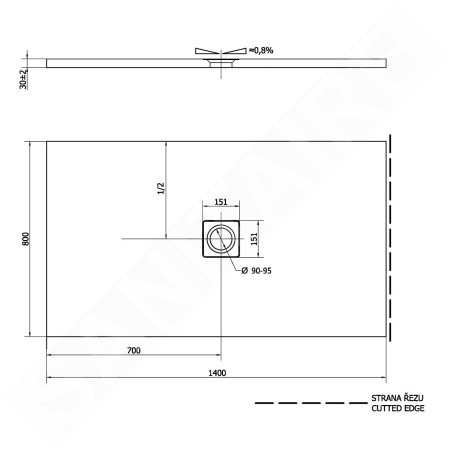Polysan Flexia - Receveur de douche 1400 x 800 mm, blanc 72900