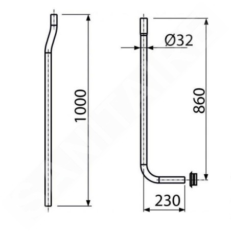 Alcadrain Toilet accessoires - Tube de chasse d'eau, fendu, diamètre 32 mm A95