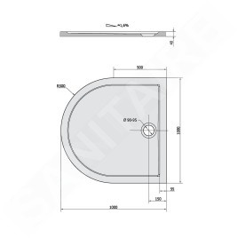 Polysan Receveurs de douche - Receveur de douche demi-cercle ISA 100, 1000x1000 mm, blanc 72888