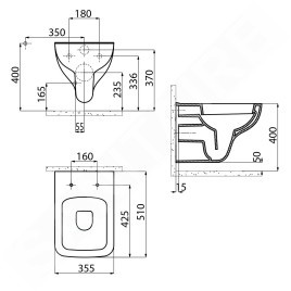 Aqualine Bene - WC suspendu, blanc BN320