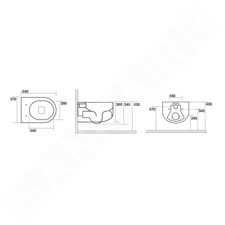 Sapho Kerasan Flo - WC suspendu Norim, Rimless, blanc 311101