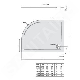 Polysan Receveurs de douche - Receveur de douche RENA L, 900x800 mm, R550, gauche, blanc 72890