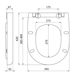 Aqualine Riga - Abattant WC, duroplast, Soft Close, blanc 40R30700I
