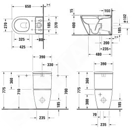 Duravit D-Neo - WC à poser avec réservoir, évacuation Vario, Rimless, HygieneGlaze, blanc 2002092000