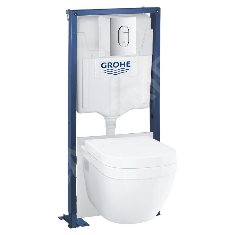 Grohe Solido - Set de bâti-support, cuvette Euro Ceramic et abattant softclose, plaque de déclenchement Arena Cosmopolitan,