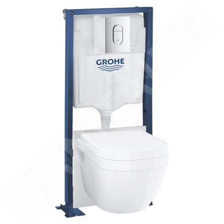 Grohe Solido - Set de bâti-support, cuvette Euro Ceramic et abattant softclose, plaque de déclenchement Arena Cosmopolitan,