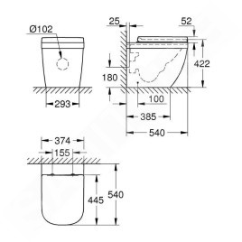 Grohe Euro Ceramic - WC à poser avec abattant softclose, rimless, Triple Vortex, blanc alpin 39839000