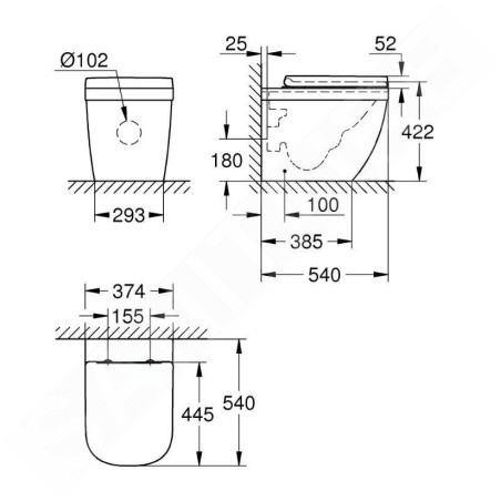 Grohe Euro Ceramic - WC à poser avec abattant softclose, rimless, Triple Vortex, blanc alpin 39839000