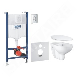 Grohe Solido - Bâti-support, cuvette et abattant Bau Ceramic, softclose, plaque de déclenchement Skate Air, chrome/blanc