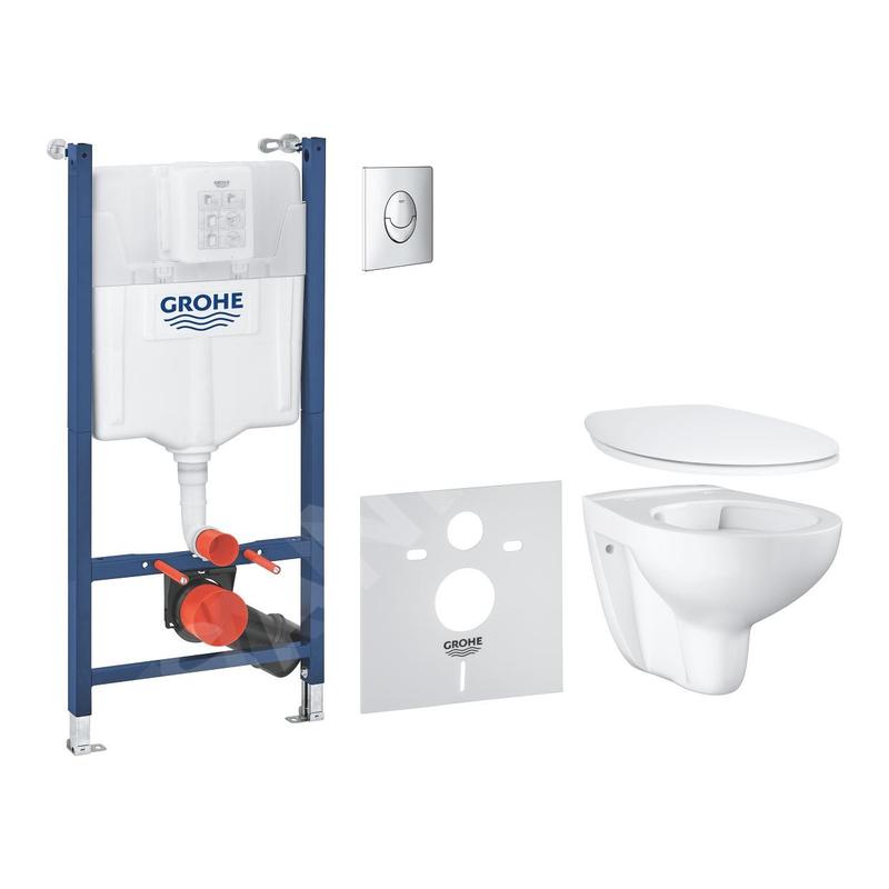 Grohe Solido - Bâti-support, cuvette et abattant Bau Ceramic, softclose, plaque de déclenchement Skate Air, chrome/blanc Grohe Solido - Bâti-support, cuvette et abattant Bau Ceramic, softclose, plaque de déclenchement Skate Air, chrome/blanc