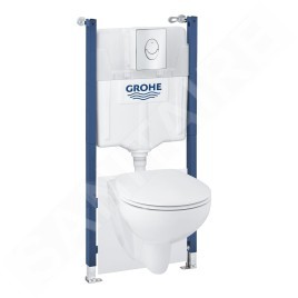 Grohe Solido - Bâti-support, cuvette et abattant Bau Ceramic, softclose, plaque de déclenchement Skate Air, chrome/blanc