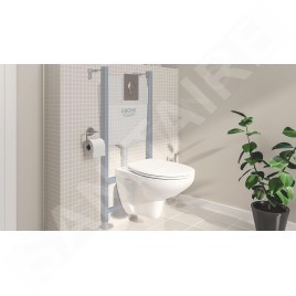 Grohe Solido - Bâti-support, cuvette et abattant Bau Ceramic, softclose, plaque de déclenchement Skate Air, chrome/blanc