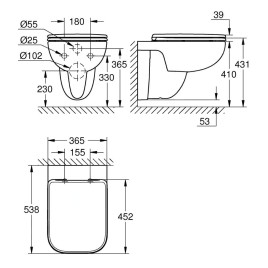 Grohe Start Edge - Cuvette de toilette suspendue avec abattant SoftClose, Rimless, blanc alpin 39815000