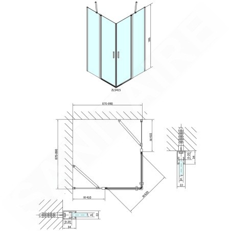 Polysan Zoom Line - Cabine de douche 900 x 900 mm, aluminium/verre clair ZL5415