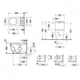 Duravit Soleil by Starck - Cuvette combinée de WC, vidage Vario, Rimless, blanc 2011090000