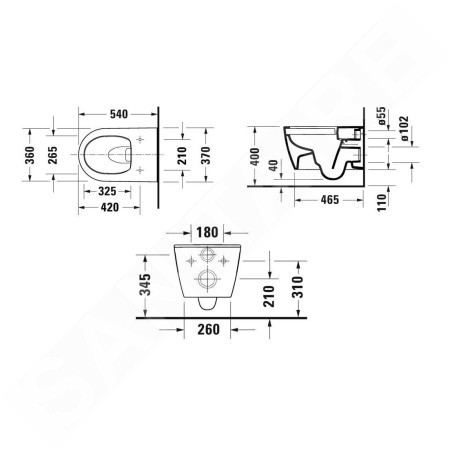 Duravit Soleil by Starck - WC suspendu, Rimless, HygieneFlush, HygieneGlaze, blanc 2586092000
