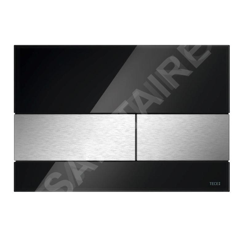 Tece TECEsquare - Commande de chasse d'eau, finition anti-empreintes, verre noir / inox brossé 9240806