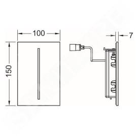 Tece TECEfilo - Commande électronique de chasse d'eau d’urinoir, alimentation secteur, verre blanc 9242060
