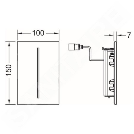 Tece TECEfilo - Commande électronique de chasse d'eau d’urinoir, alimentation secteur, verre blanc 9242060