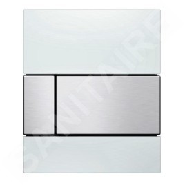 Tece TECEsquare - Commande de la chasse d'eau d’urinoir, finition anti-empreintes, verre blanc/inox brossé 9242801