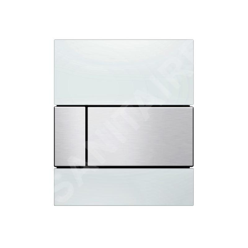 Tece TECEsquare - Commande de la chasse d'eau d’urinoir, finition anti-empreintes, verre blanc/inox brossé 9242801