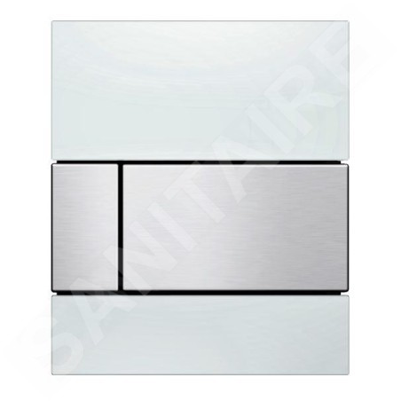 Tece TECEsquare - Commande de la chasse d'eau d’urinoir, finition anti-empreintes, verre blanc/inox brossé 9242801
