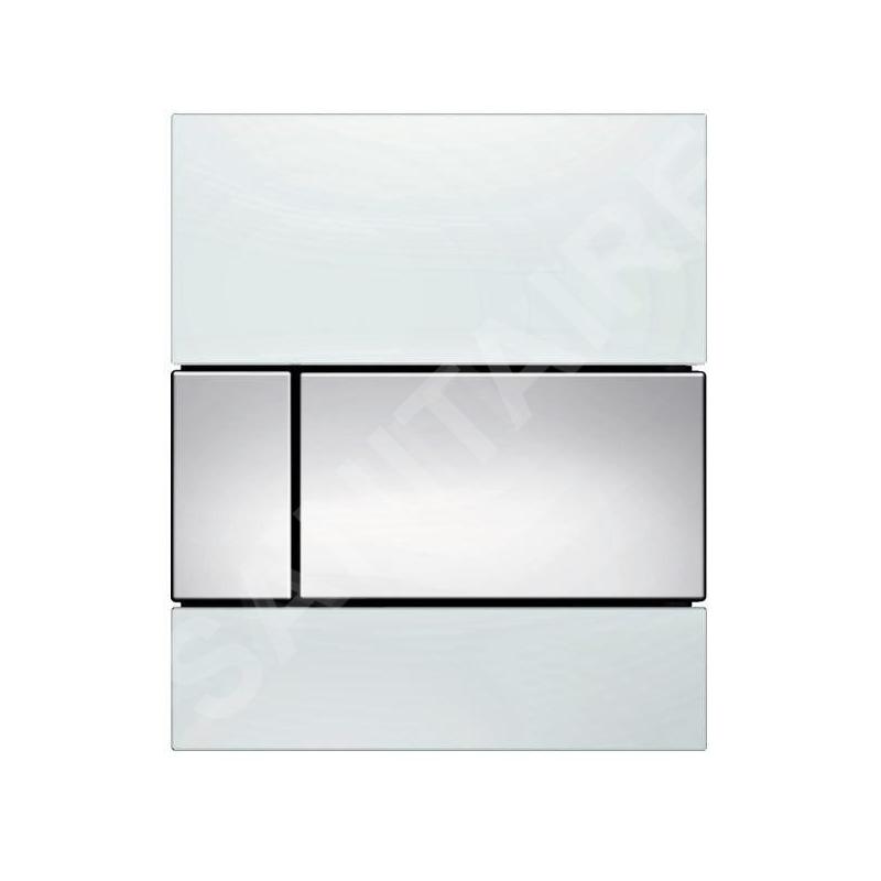 Tece TECEsquare - Commande de la chasse d’eau d’urinoir, verre blanc/chrome brillant 9242802
