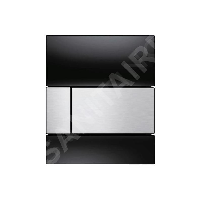 Tece TECEsquare - Commande de la chasse d'eau d’urinoir, finition anti-empreintes, verre noir/inox brossé 9242806
