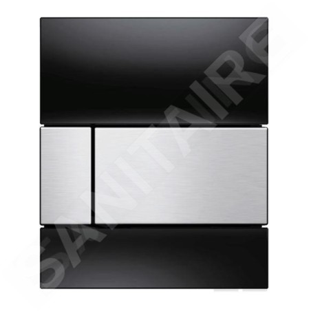 Tece TECEsquare - Commande de la chasse d'eau d’urinoir, finition anti-empreintes, verre noir/inox brossé 9242806