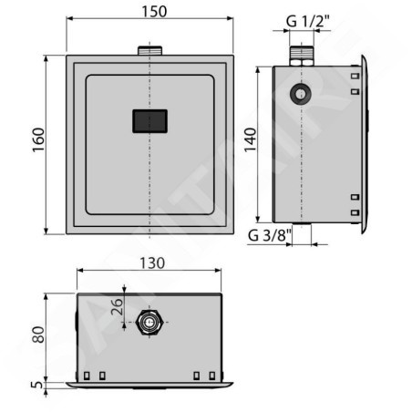 Alcadrain Plaques de commande - Commande électronique de chasse d'eau d'urinoir, fonctionnant sur piles, chrome ASP4-B