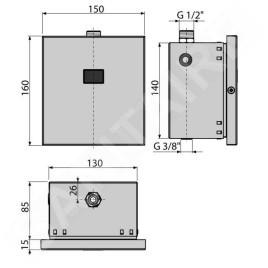 Alcadrain Plaques de commande - Commande électronique de rinçage d'urinoir, alimentation secteur, acier inoxydable ASP4-K