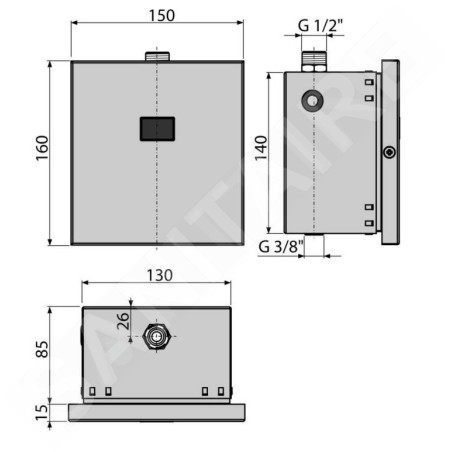 Alcadrain Plaques de commande - Commande électronique de rinçage d'urinoir, alimentation secteur, acier inoxydable ASP4-K