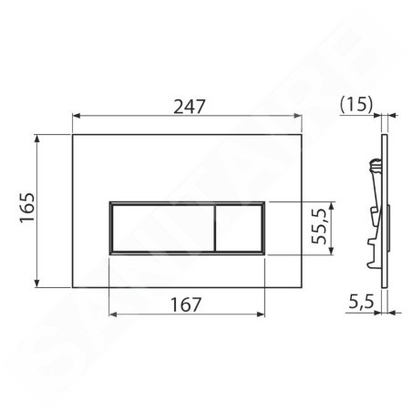 Alcadrain Thin - Contrôle affleurant, antibactérien, blanc mat M576
