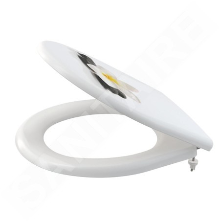 Alcadrain Toiletzittingen - Siège de toilette, Softclose, blanc/fleuri A604 FLOWER