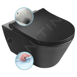 Sapho Avva - WC suspendu avec douchette de bidet, Rimless, noir mat 100315-110