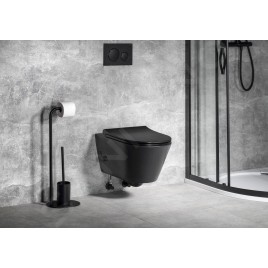 Sapho Avva - WC suspendu avec douchette de bidet, Rimless, noir mat 100315-110